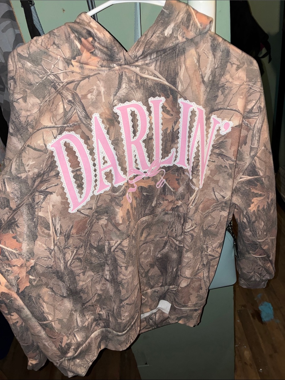 Simply Southern Girls' Camo Hoodie with Pink 'DARLIN'' Script